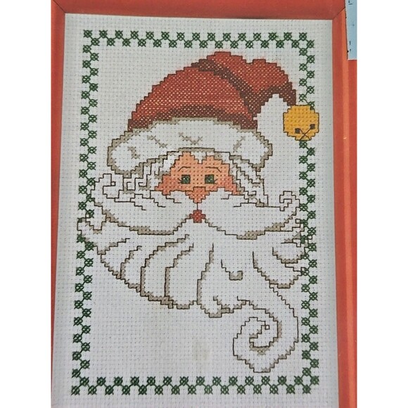 Santa Checks Candamar Designs Counted Cross Stitch Kit 5x7 #5044 Christmas Vtg - Picture 5 of 5
